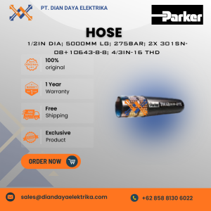 parker hose 1/2in dia; 5000mm lg; 275bar; 2x 301sn 08+10643 8 8; 4/3in 16 thd
