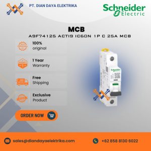 schneider a9f74125 acti9 ic60n 1p c 25a mcb