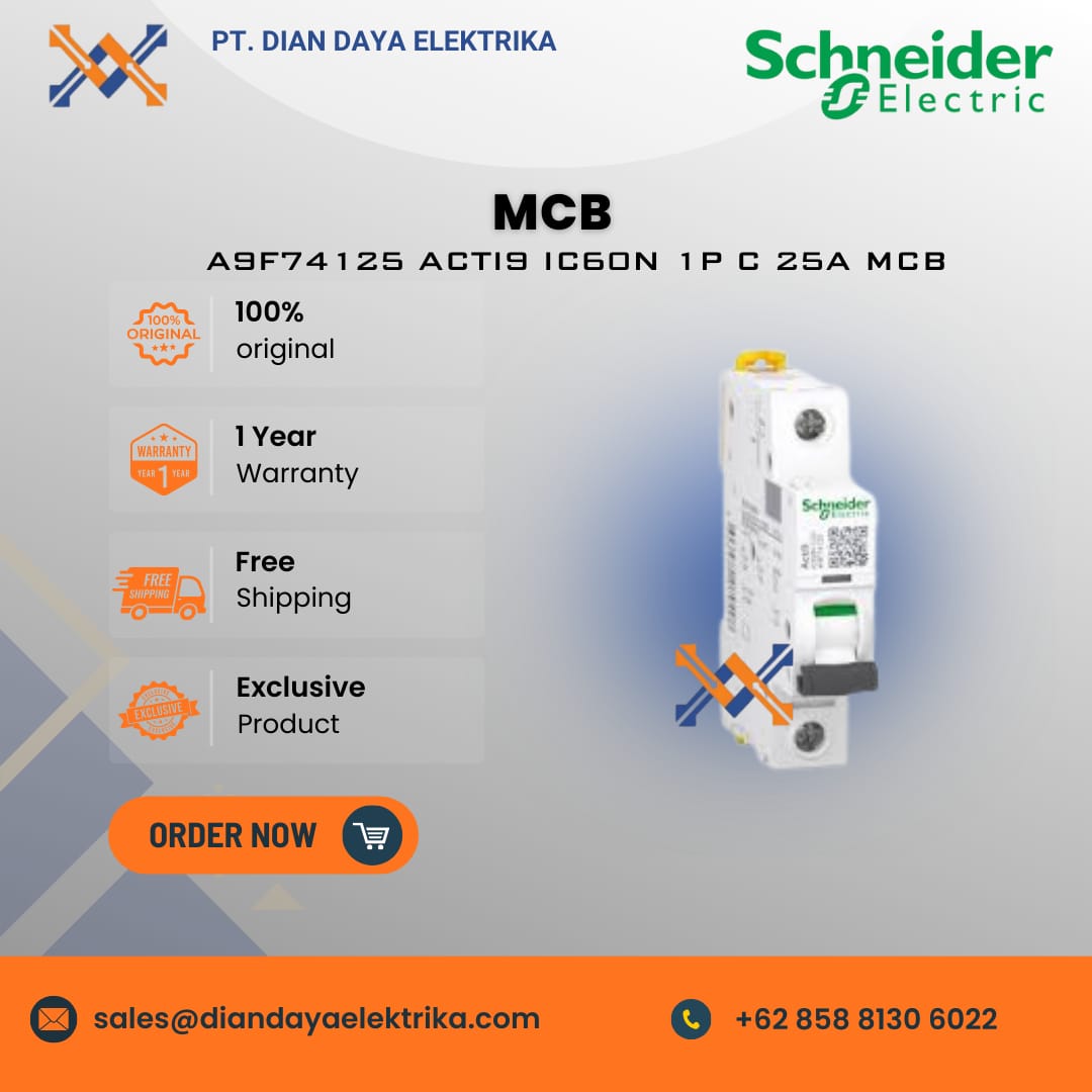 schneider a9f74125 acti9 ic60n 1p c 25a mcb schneider a9f74125 acti9 ic60n 1p c 25a mcb