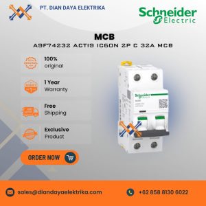schneider a9f74232 acti9 ic60n 2p c 32a mcb