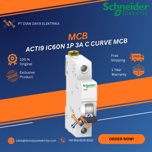 schneider acti9 ic60n 1p 3a c curve mcb a9f74103